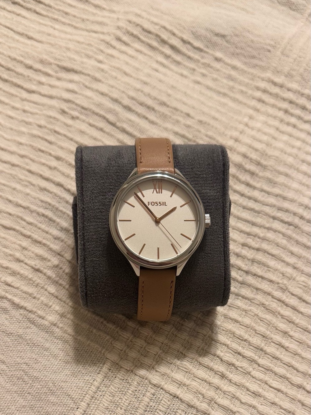 Fossil Women's Tan Leather Strap Watch - Silver Case